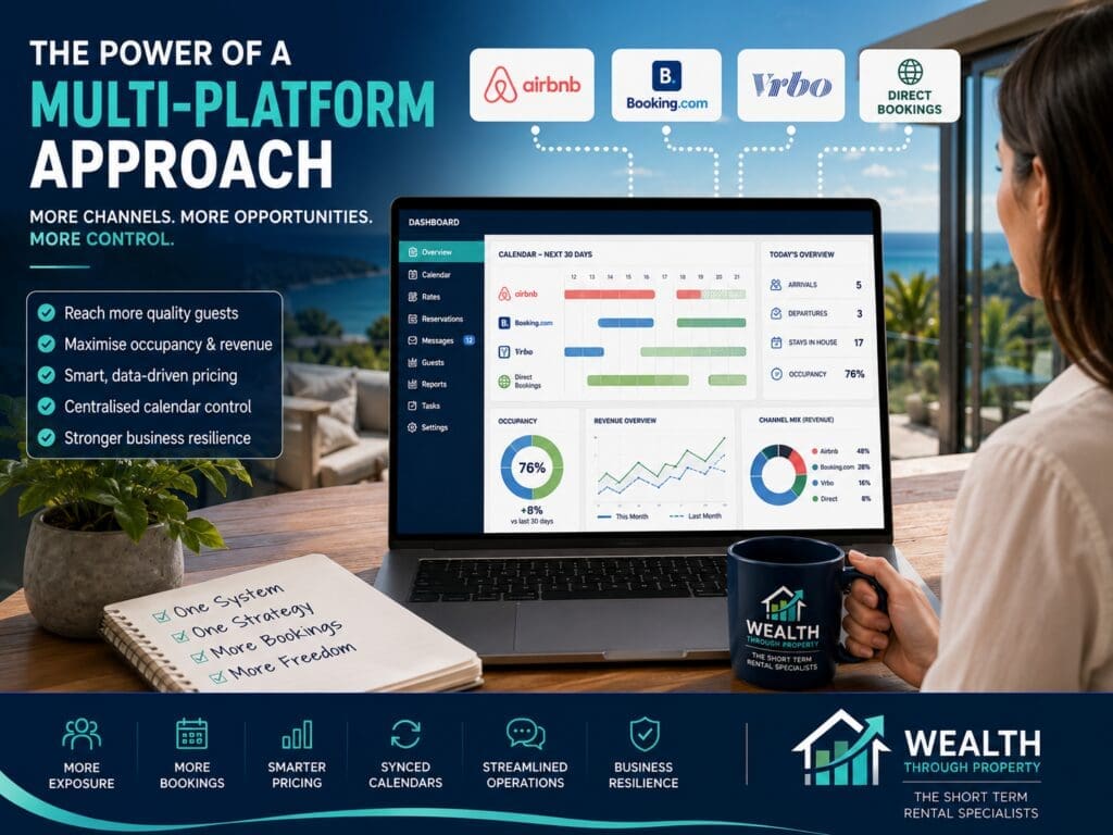 Short-term rental owner managing Airbnb, Booking.com, Vrbo and direct bookings through a coordinated multi-platform system.