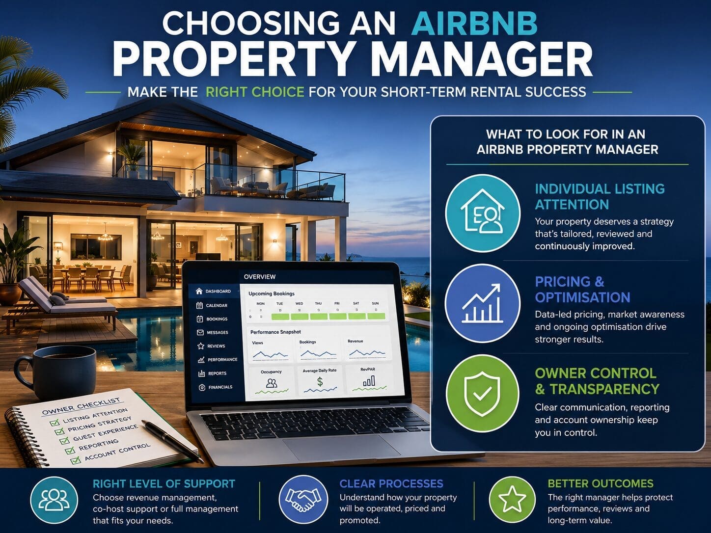 Airbnb owner comparing property management options, listing attention, pricing strategy and account control for a short-term rental.