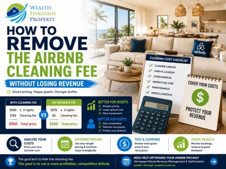 Airbnb host comparing cleaning costs, nightly pricing and guest total price before removing the separate cleaning fee.
