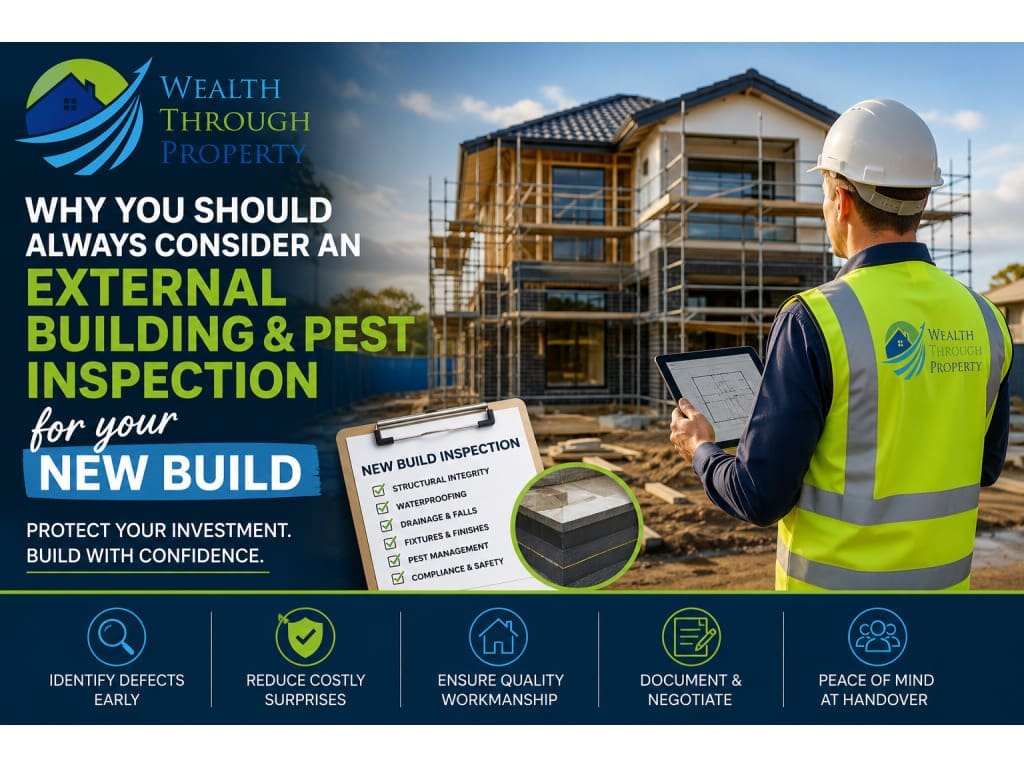Independent building inspector checking a newly built Australian home before handover.