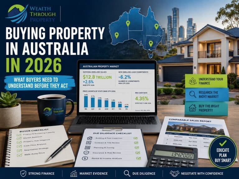 Australian property buyer reviewing mortgage borrowing capacity, comparable sales, market research and a due-diligence checklist in 2026.